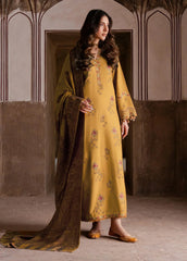 Swagiwear IZEL-3PC DHANAK EMBROIDERED SHIRT WITH COURTRAI WOOL PRINT SHAWL -