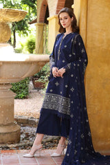 Swagiwear BAREEZE-EMBROIDERED 3PC LAWN DRESS WITH EMBROIDERED CHIFFON DUPATTA .