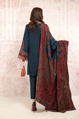 Swagiwear 3PC Khaddar Embroidered Suit with Printed Wool Shawl