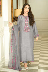 Swagiwear Summer Unstitched 3PCs Embroidered Lawn Dress With Monar Embroidered Dupatta