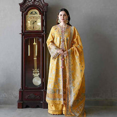 3 Piece Unstitched Heavy Embroidered Lawn Suit ( Four Sided Embroidered Organza Dupatta ) Sw927