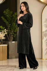 SwagiWear - 2PC Velvet chamki lining Velvet Suit - Sw1562
