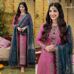 Swagiwear Asim Jofa, unstitched 3 piece embroidered Lawn summer suit.