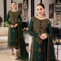Swagiwear Asim Jofa, unstitched 3 piece embroidered Dhnak Winter suit