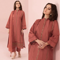 Swagiwear Sapphire- 3Pc Lawn Embroidered Suit with Embroidered Chiffon dupatta. /2