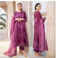 Sw535 Cross Stitch, unstitched 3 piece Lawn embroidered suit