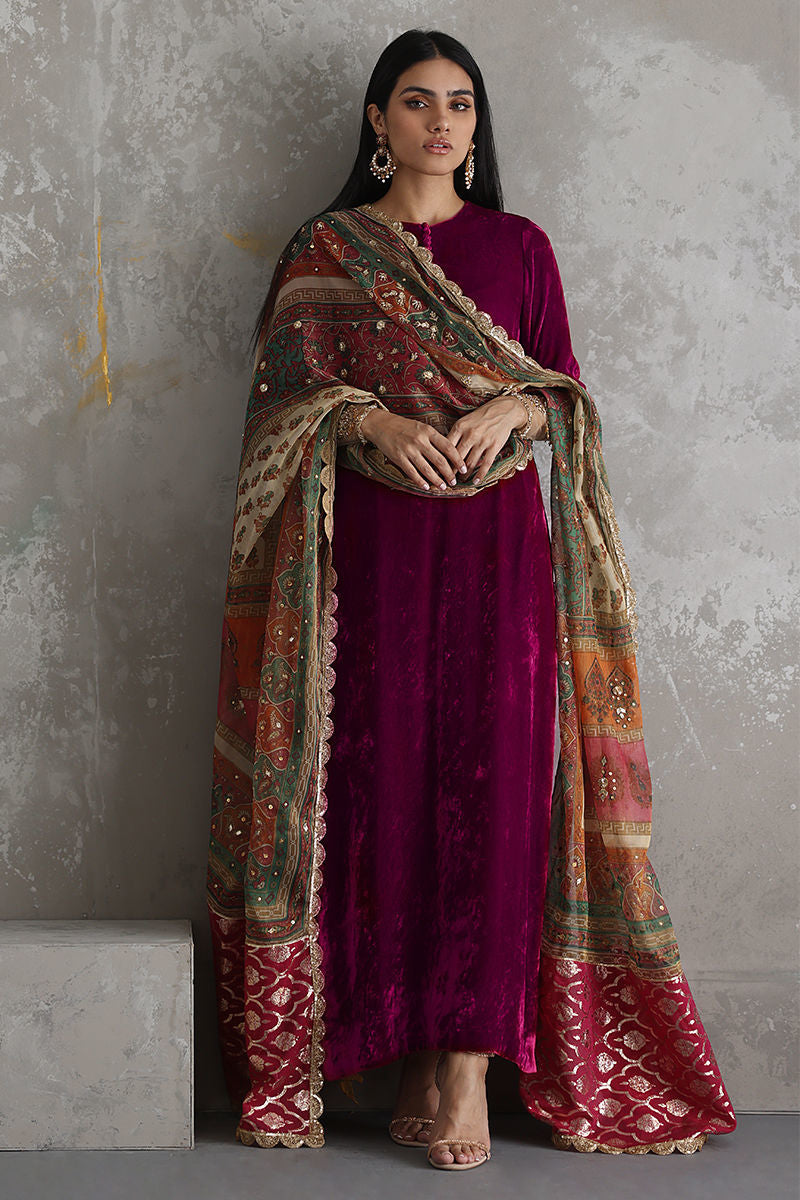 Swagiwear Jazmin - Embroidered Velvet 3-Piece Dress - 