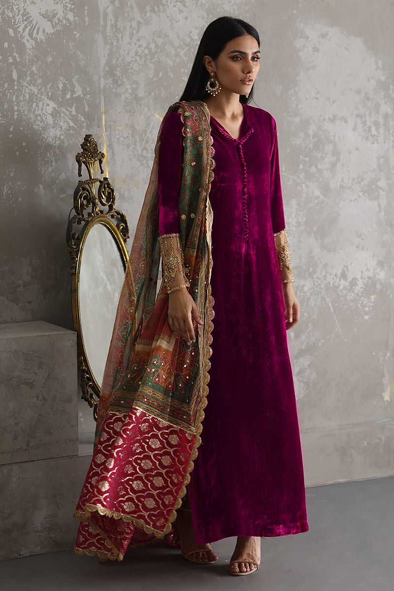 Swagiwear Jazmin - Embroidered Velvet 3-Piece Dress - 