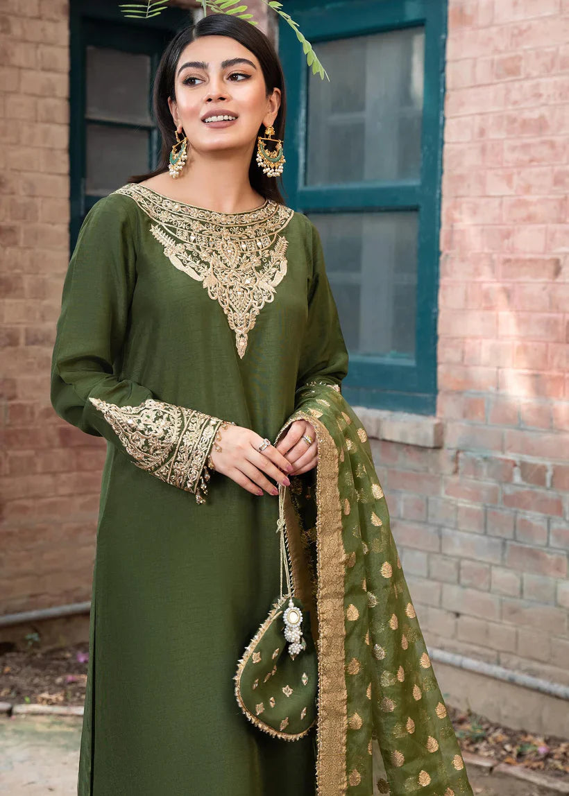 Swagiwear /2 3 Piece Silk Embroidered With Jaquard Duppatta