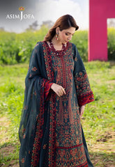 AsimJofa - Summer 3PC Lawn Embroidered Suit - Sw1401