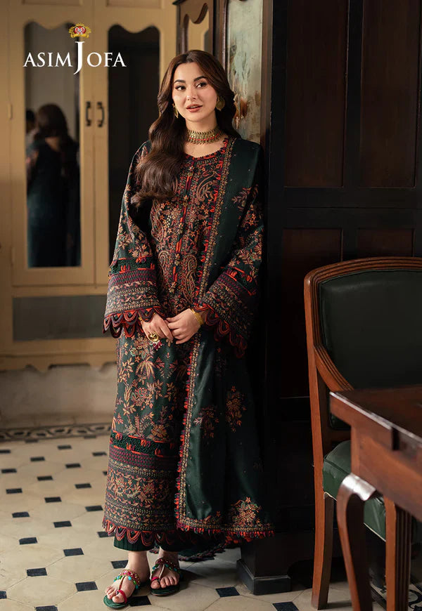 Swagiwear Asim Jofa, unstitched 3 piece Dhanak sequence embroidered suit - 
