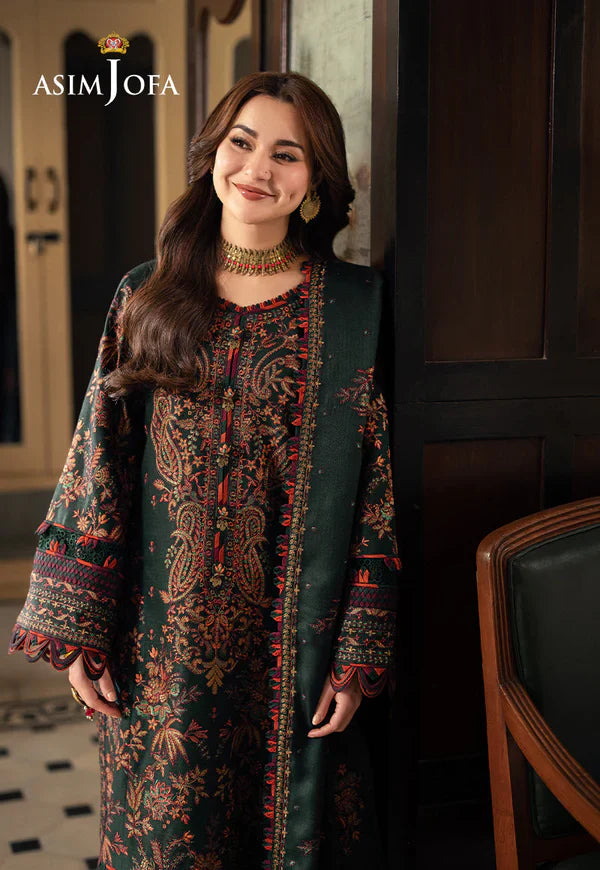 Swagiwear Asim Jofa, unstitched 3 piece Dhanak sequence embroidered suit - 