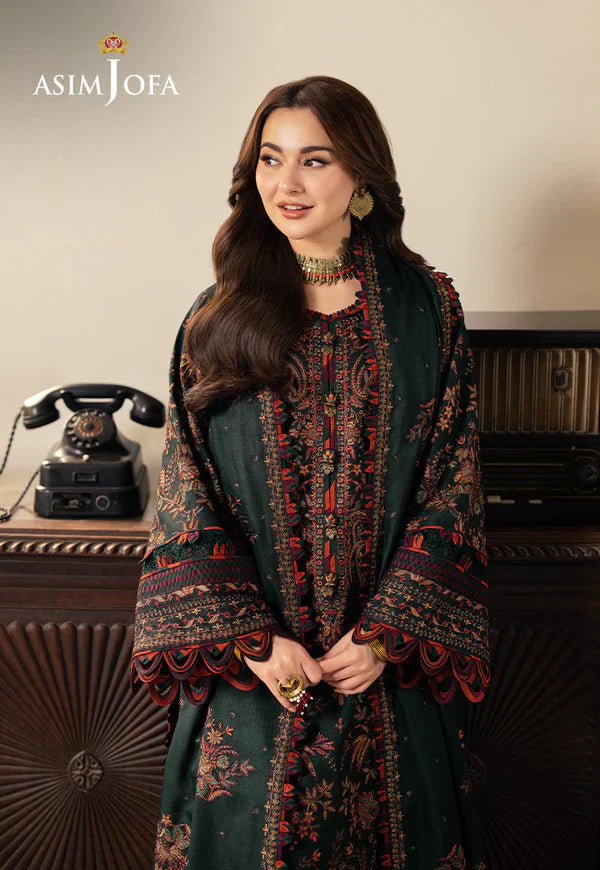 Swagiwear Asim Jofa, unstitched 3 piece Dhanak sequence embroidered suit - 