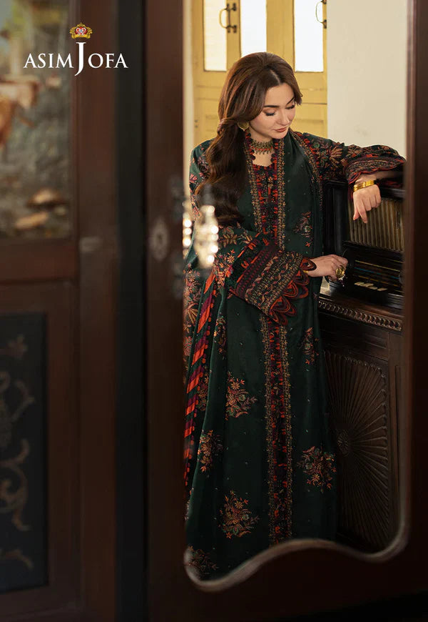 Swagiwear Asim Jofa, unstitched 3 piece Lawn sequence embroidered suit - 