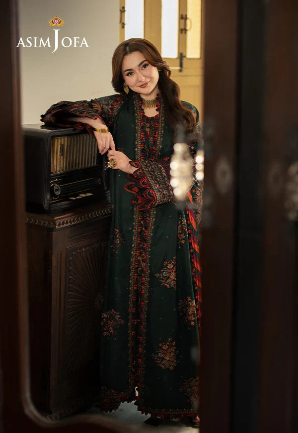 Swagiwear Asim Jofa, unstitched 3 piece Dhanak sequence embroidered suit - 