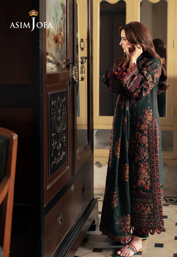 Swagiwear Asim Jofa, unstitched 3 piece Dhanak sequence embroidered suit - 