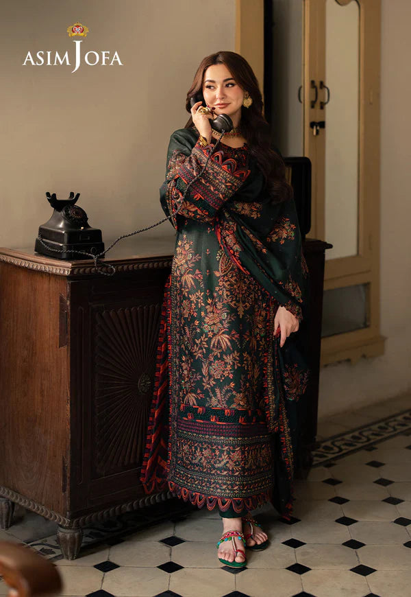 Swagiwear Asim Jofa, unstitched 3 piece Lawn sequence embroidered suit - 