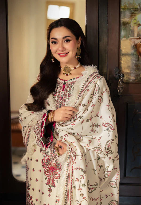 Swagiwear Asim Jofa - Winter 3PC Dhanak Embroidered Suit - 