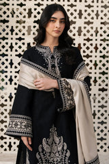 Swagiwear JAZMIN - 3PC DHANAK EMBROIDERED SHIRT WITH DHANAK EMBROIDERED SHAWL AND TROUSER - 