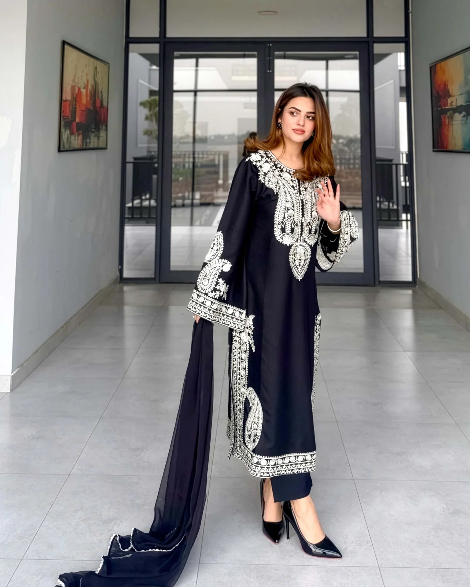 Swagiwear Mirana - Summer 3PC Lawn Embroidered Suit - 