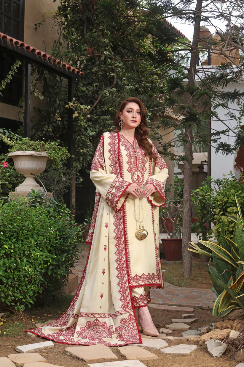 Swagiwear Asim Jofa - Winter 3PC Dhanak Embroidered Suit - 