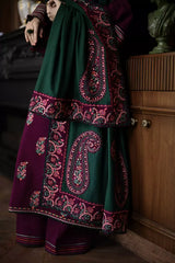 Swagiwear JAZMIN - 3PC DHANAK EMBROIDERED SHIRT WITH DHANAK EMBROIDERED SHAWL AND TROUSER - 