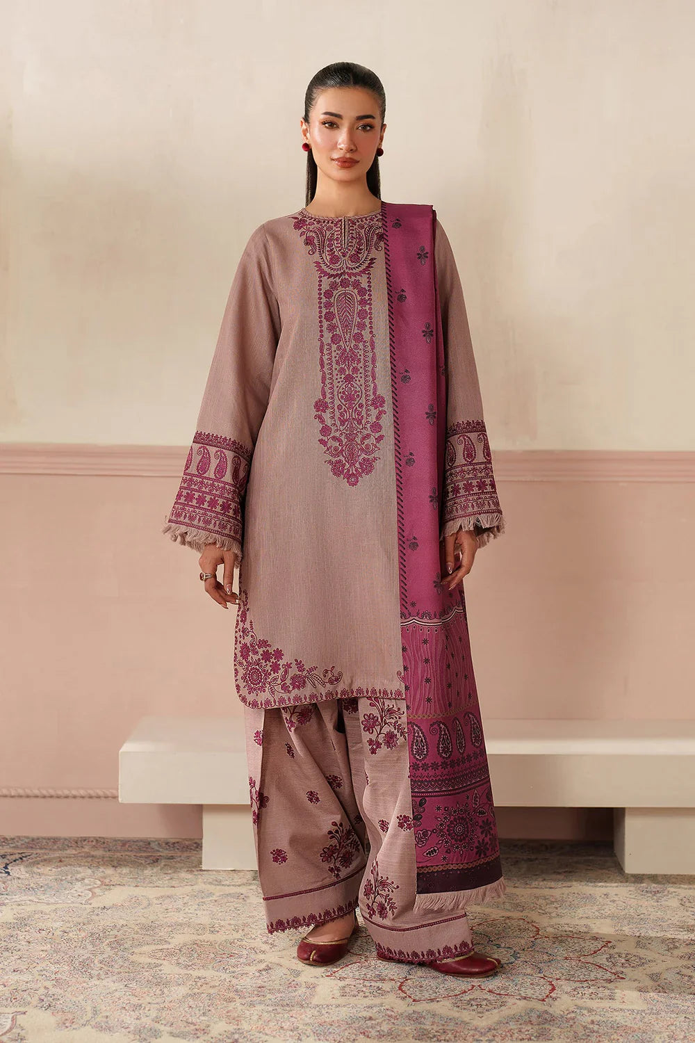 Swagiwear Baroque - 3PC Lawn Embroidered Suit - 