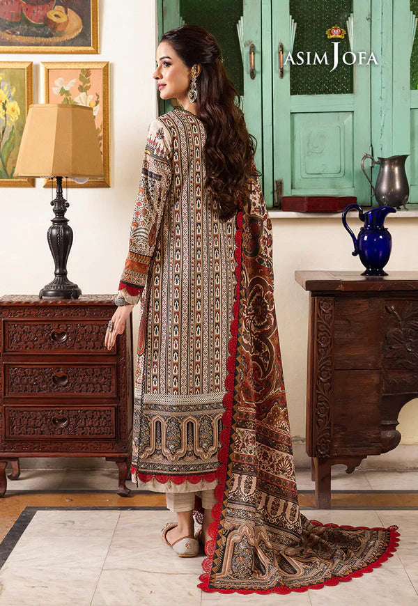Swagiwear Asim Jofa - Winter 3PC Karandi Digital Print Dress - 