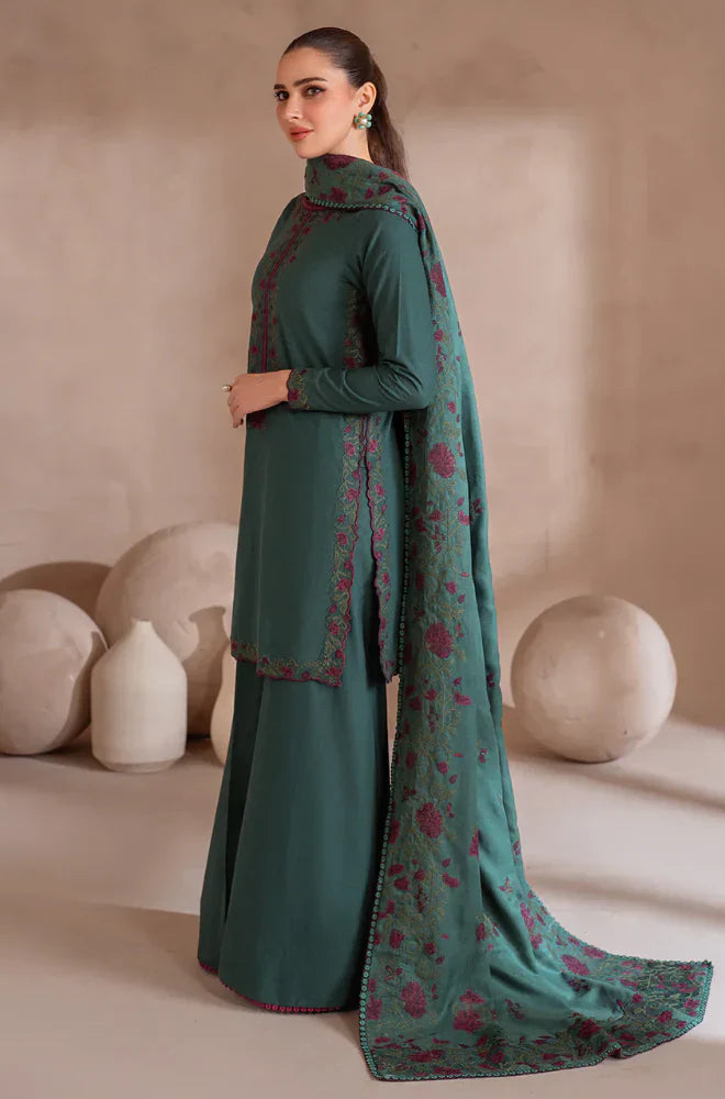 Swagiwear IZNIK - Winter 3PC Dhanak Embroidered Suit - 