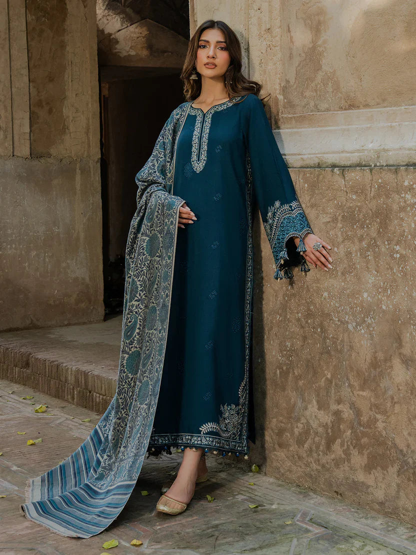 Swagiwear IZEL LUXURY UNSTITCHED WINTER DHANAK EMBROIDERED 3PC - 