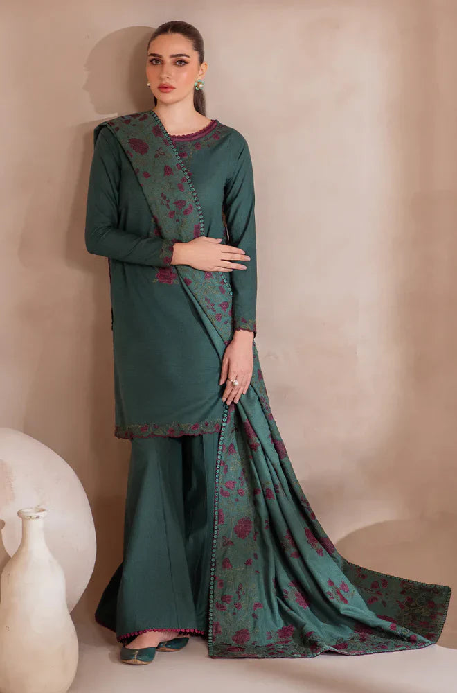 Swagiwear IZNIK - Winter 3PC Dhanak Embroidered Suit - 