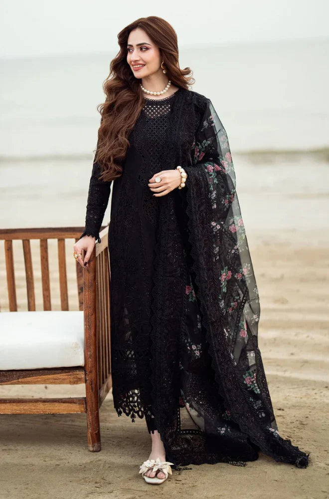Swagiwear Nureh - 3PC Dhanak ChickenKari Embroidered with Sequence work Suit - 