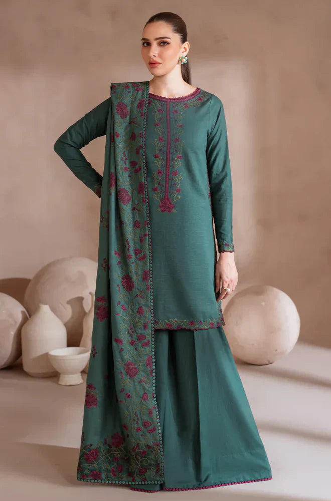 Swagiwear IZNIK - Winter 3PC Dhanak Embroidered Suit - 