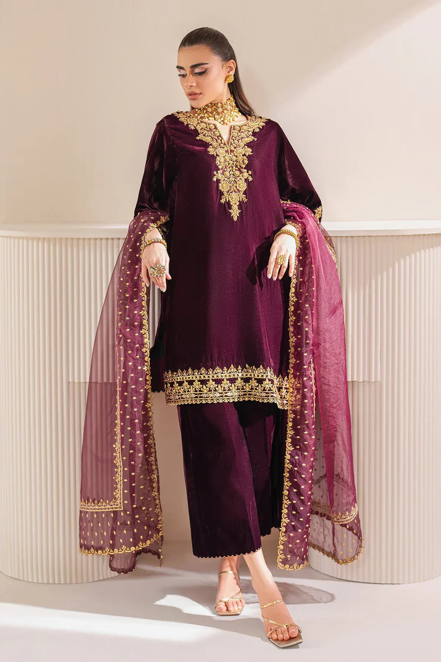 Swagiwear Barouqe Micro Velvet 9000 Festive 3 Piece Dress - 