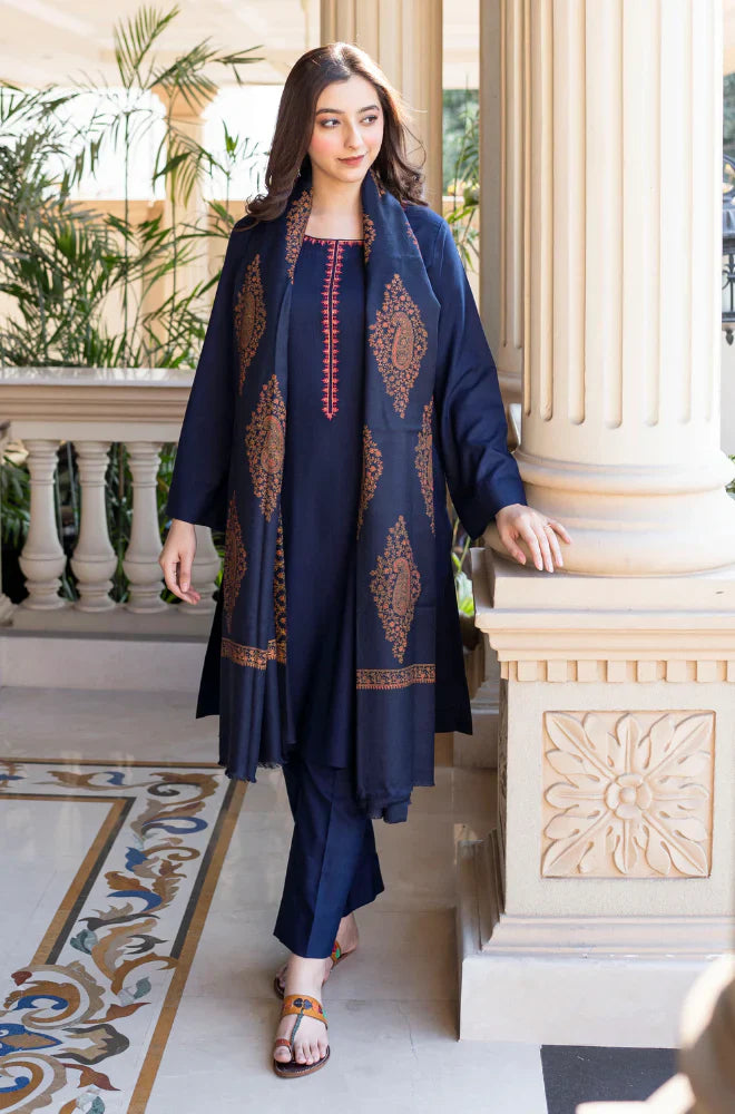 Swagiwear Asling - Winter 3PC Dhanak Embroidered Suit - 