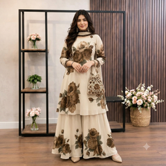 SwagiWear - 3 piece Lawn frock style Printed suit - Sw1479