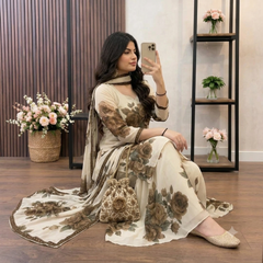 SwagiWear - 3 piece Lawn frock style Printed suit - Sw1479
