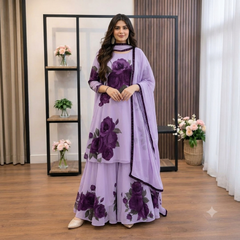 SwagiWear - 3 piece Lawn frock style Printed suit - Sw1480