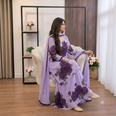 SwagiWear - 3 piece Lawn frock style Printed suit - Sw1480