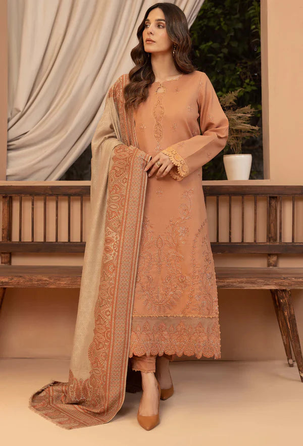 Swagiwear Bin ilyas - Winter 3PC Dhanak Embroidered Suit - 