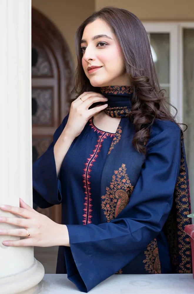 Swagiwear Asling - Winter 3PC Dhanak Embroidered Suit - 