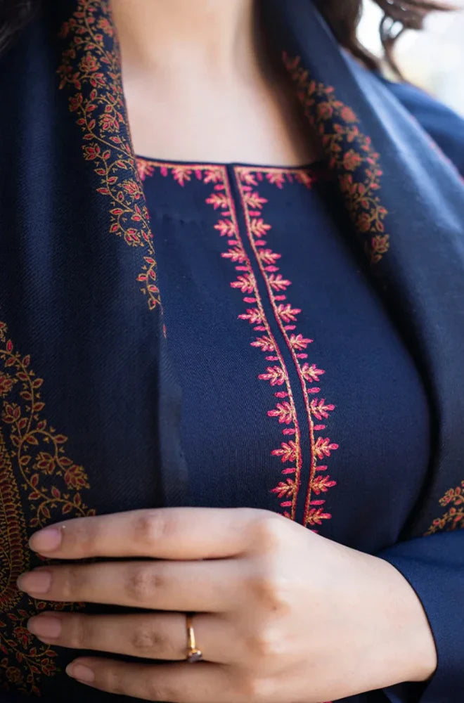 Swagiwear Asling - Winter 3PC Dhanak Embroidered Suit - 