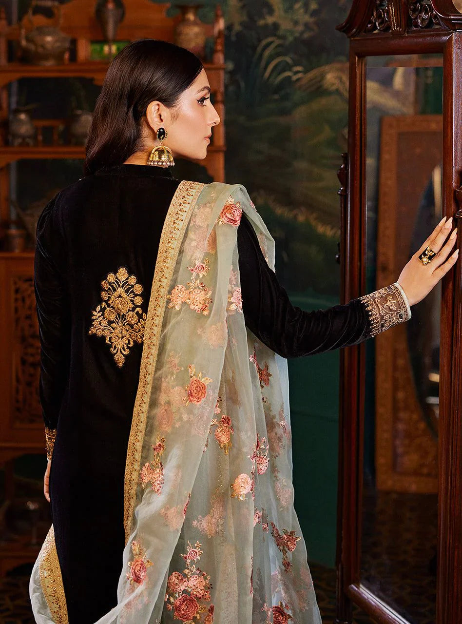 Swagiwear Zainab Chotani - Embroidered Velvet Dress - 