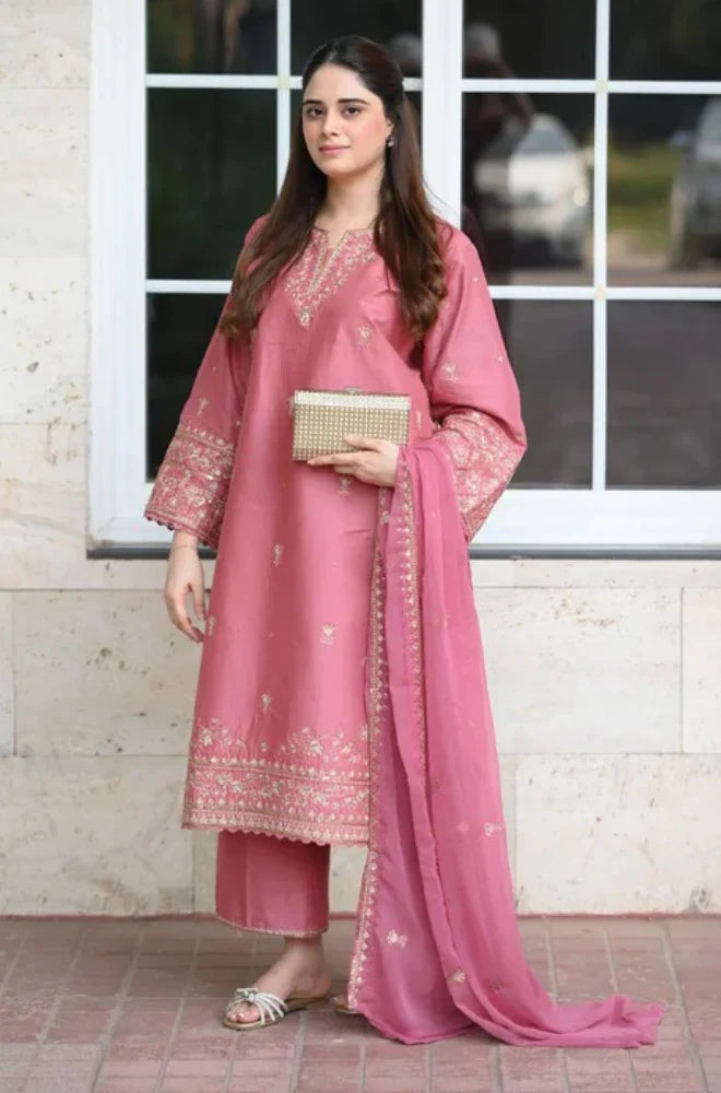 Swagiwear Summer 3PC Lawn Embroidered Suit - 