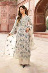 VL723 Bareeze -Embroidered 3pc Lawn dress with embroidered bember dupatta
