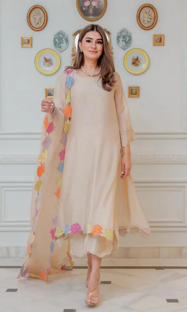 Swagiwear ZAB - 3PC (Unstitched) Lawn Embroidered Shirt With Embroidered Organza Dupatta - 