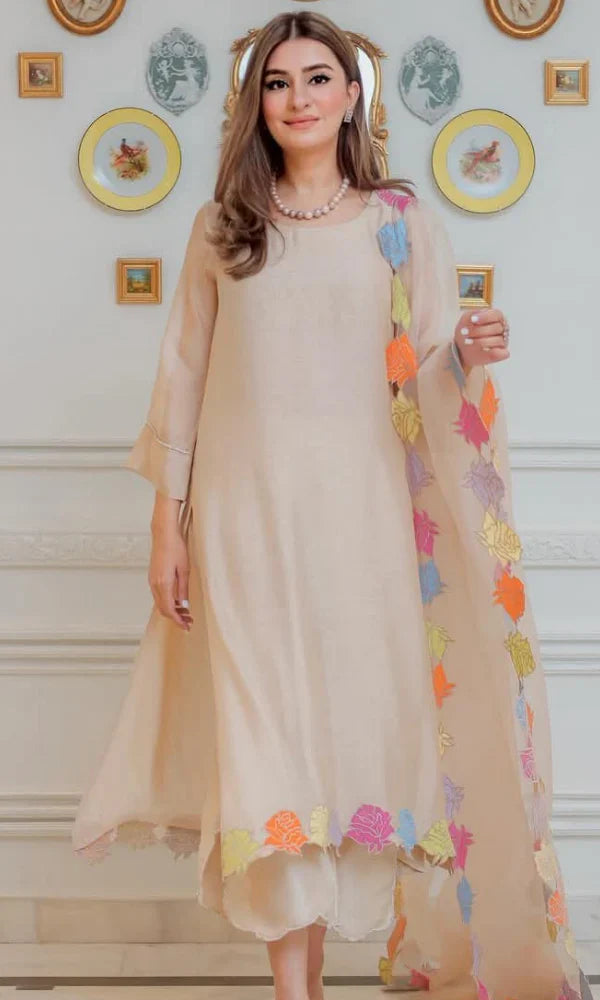 Swagiwear ZAB - 3PC (Unstitched) Lawn Embroidered Shirt With Embroidered Organza Dupatta - 