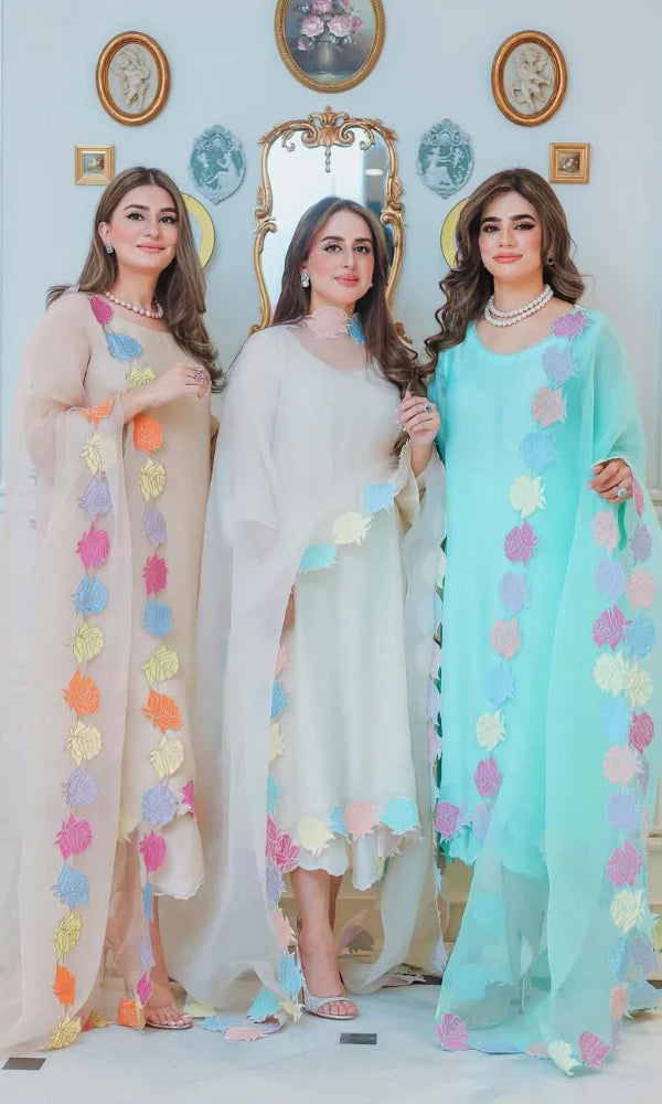 Swagiwear ZAB - 3PC (Unstitched) Lawn Embroidered Shirt With Embroidered Organza Dupatta - 