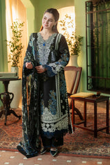 Swagiwear JADE-3PC DHANAK EMBROIDERED SHIRT WITH COUTRAI PRINTED SHAWL - 