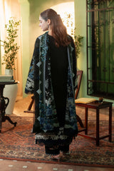 Swagiwear JADE-3PC DHANAK EMBROIDERED SHIRT WITH COUTRAI PRINTED SHAWL - 
